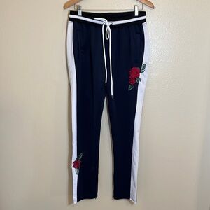 Screenshot Navy White Floral Rose Athleisure Track Pants